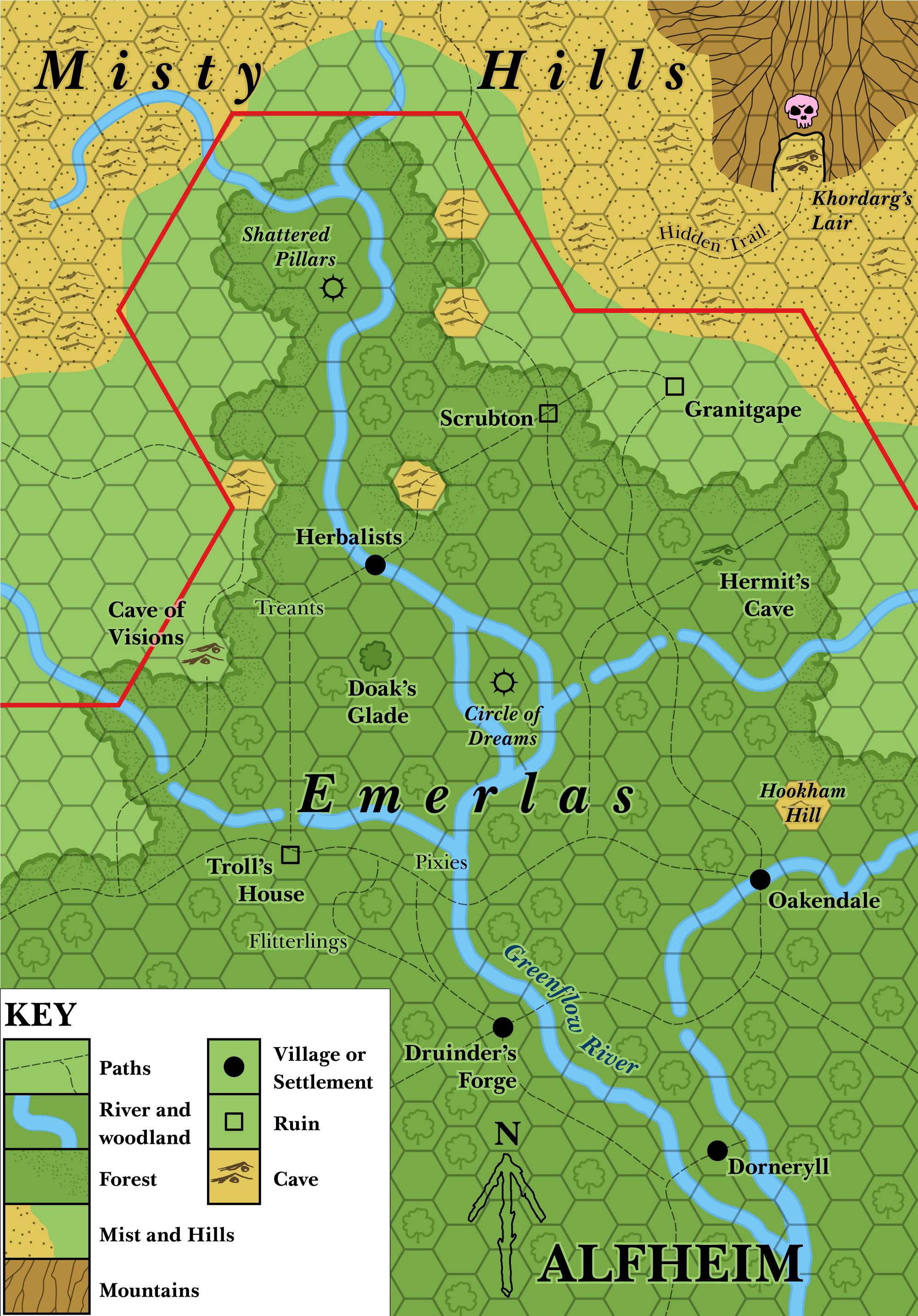 The Emerlas, 3 miles per hex (1985)