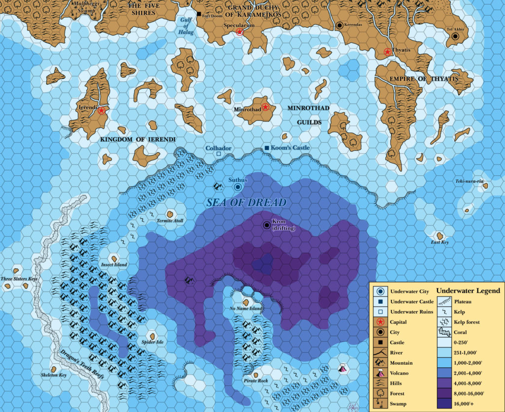 Sea of Dread Underwater 1984, 24 miles per hex