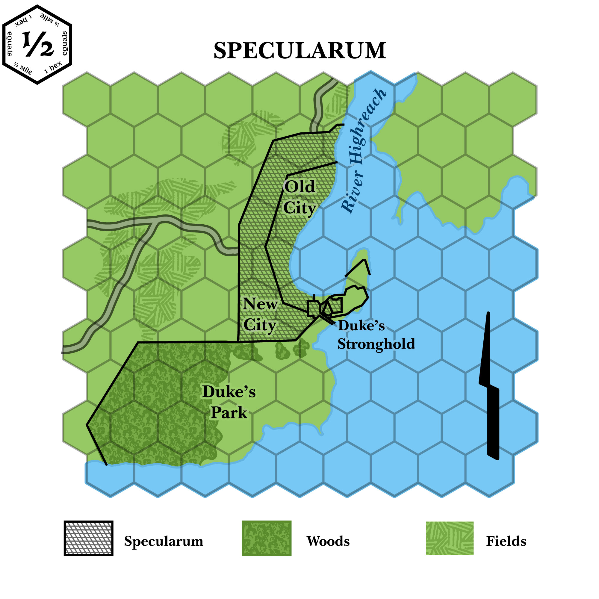 Specularum, 0.5 miles per hex (1984)