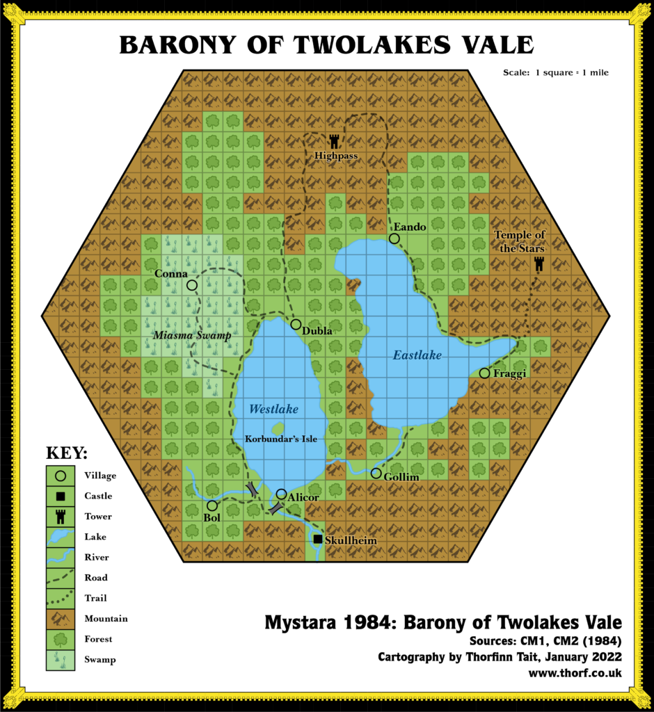 The Barony of Twolakes Vale, 1 mile per square (1984)