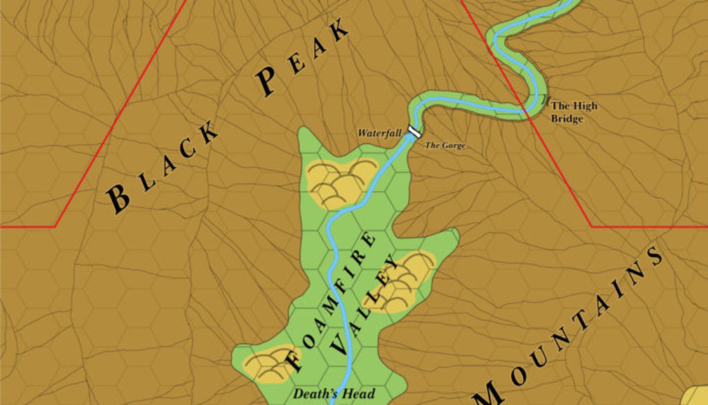 Foamfire Valley and the Lost Valley of Hutaaka, 2 miles per hex (1986)