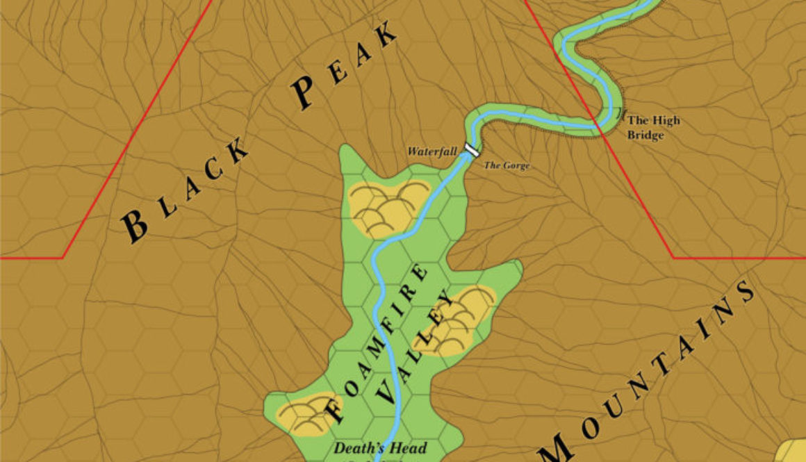 Foamfire Valley and the Lost Valley of Hutaaka, 2 miles per hex (1986)