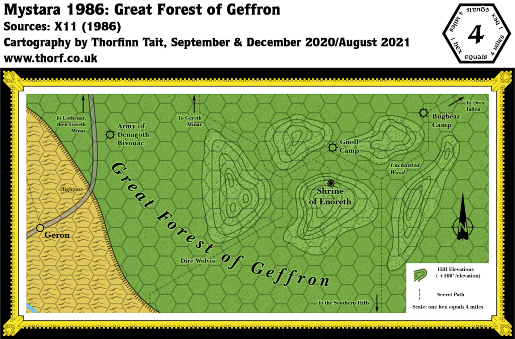 Great Forest of Geffron, 4 miles per hex (1986)