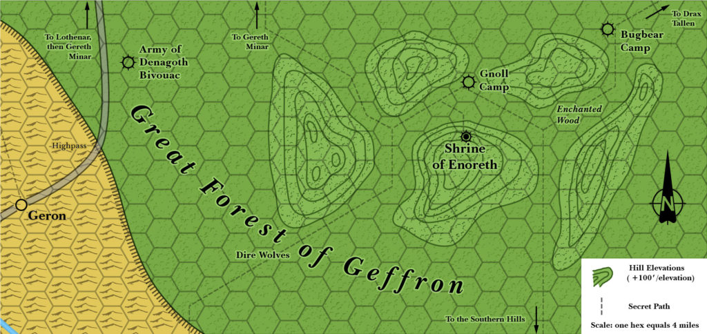 Great Forest of Geffron, 4 miles per hex (1986)