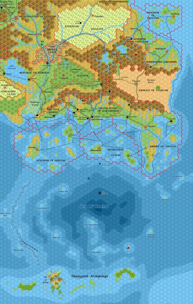 Known World, 24 miles per hex (1985) | Atlas of Mystara