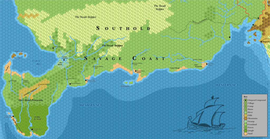 The Savage Coast, 24 miles per hex (1985)