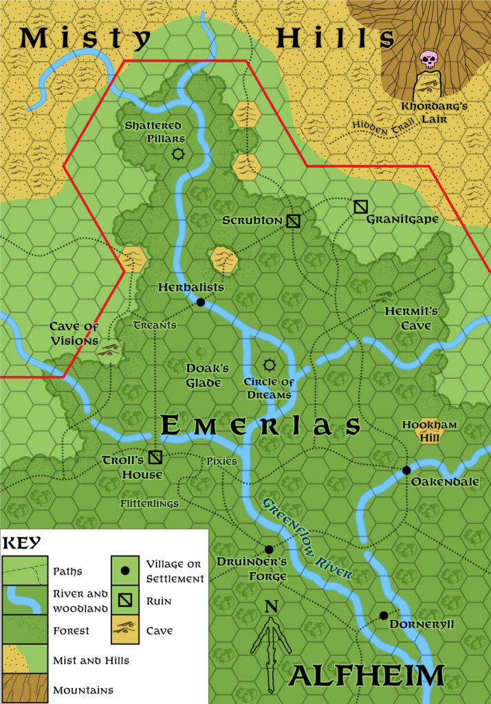 The Emerlas, 3 miles per hex (1987)