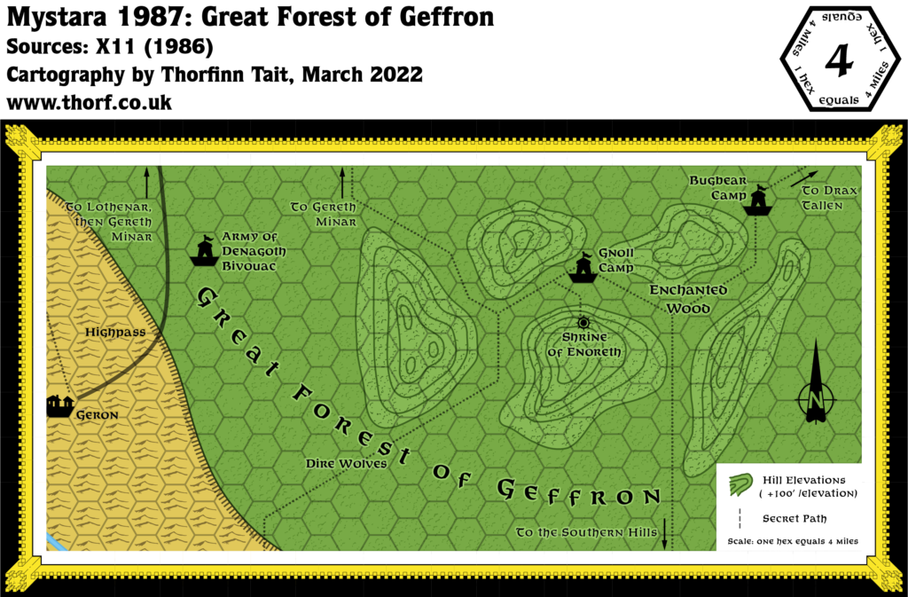 Great Forest of Geffron, 4 miles per hex (1987)