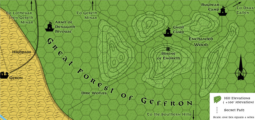 Great Forest of Geffron, 4 miles per hex (1987)