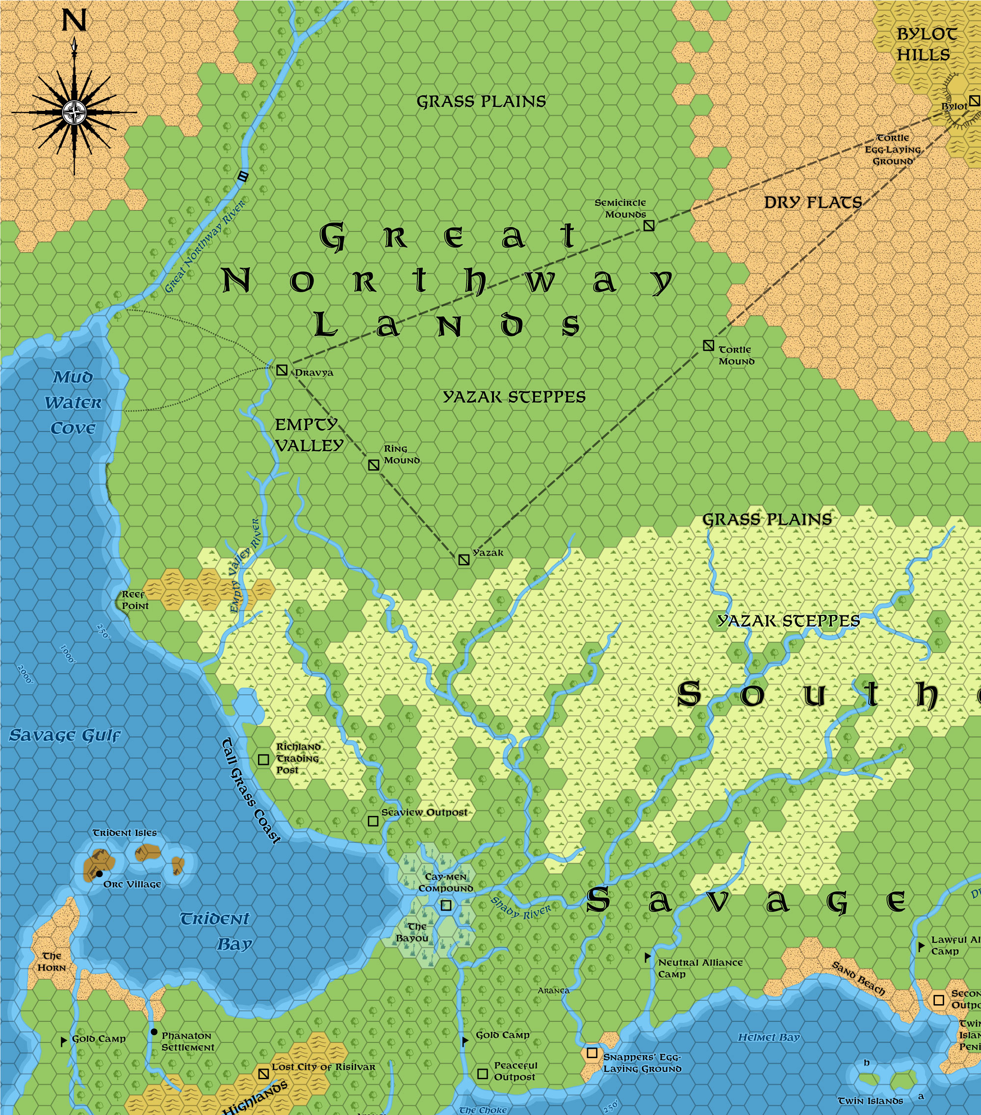 Great Northway Lands, 22.9 miles per hex (1987)