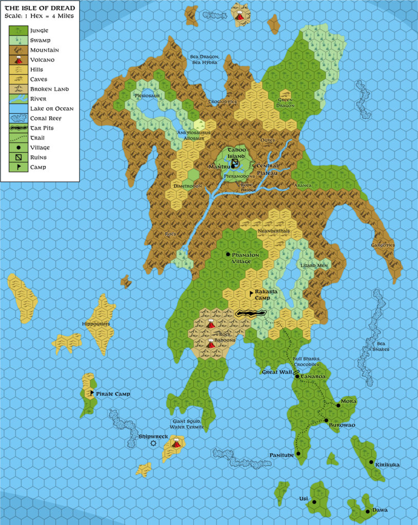 The Isle of Dread, 4 miles per hex (1987)