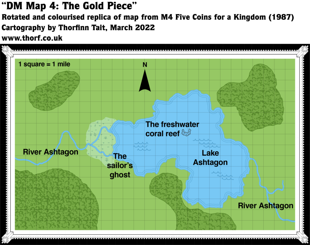 Replica of M4 map of Lake Ashtagon, 1 mile per square