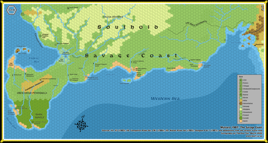 The Savage Coast, 22.9 miles per hex (1987)
