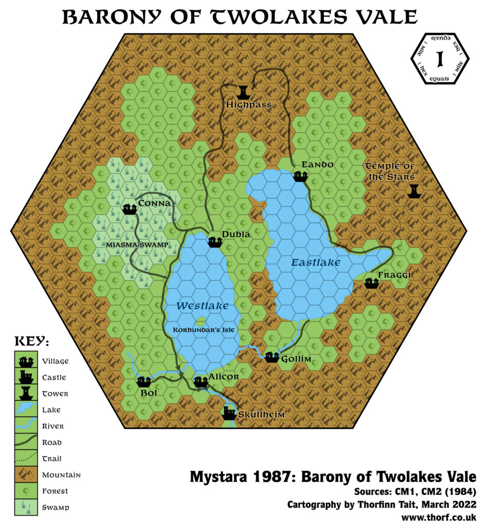 The Barony of Twolakes Vale, 1 mile per hex (1987)