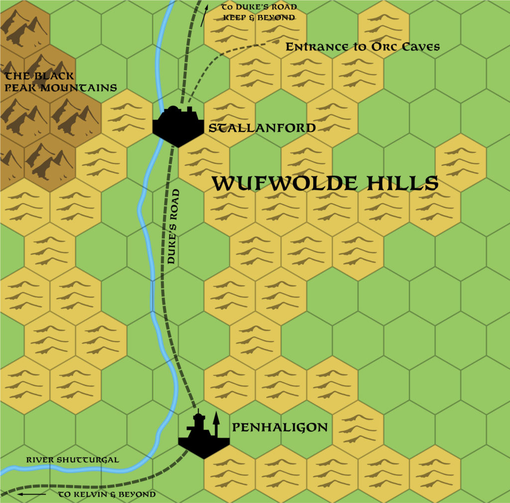 Replica of B11’s map of Northern Karameikos, 3 miles per hex