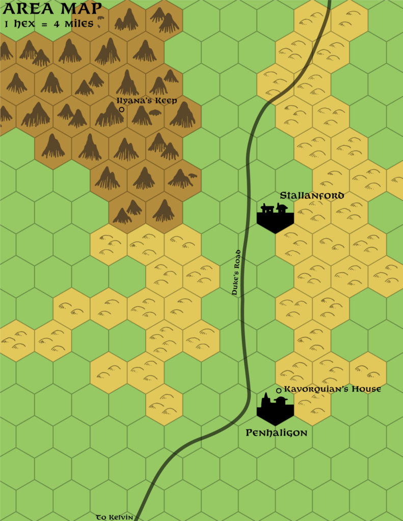 Replica of B12’s map of Northern Karameikos, 4 miles per hex