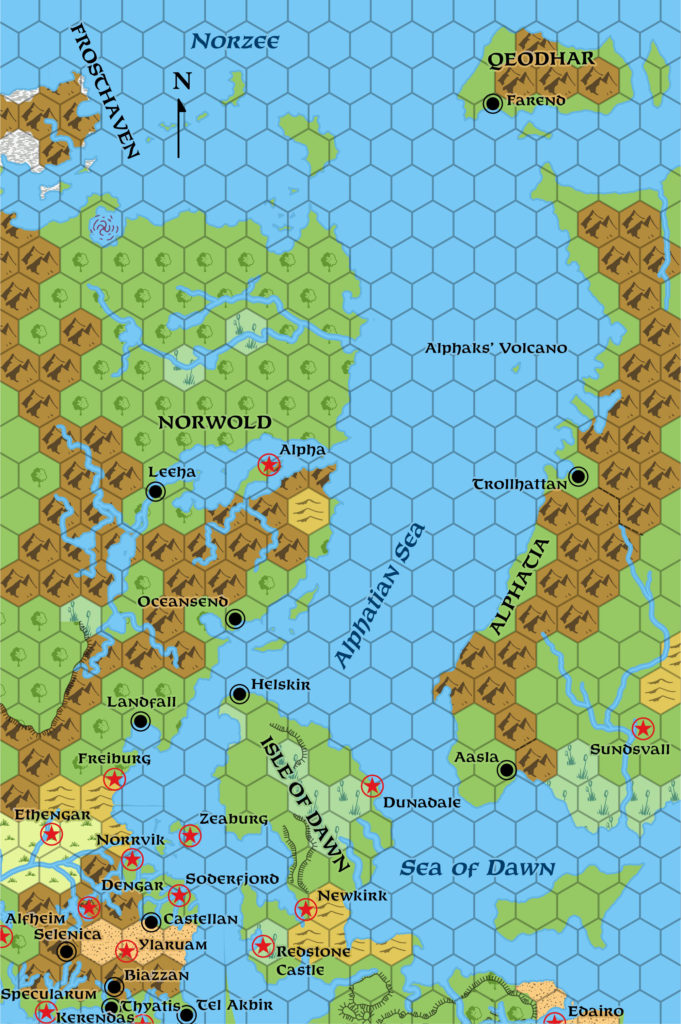 Norwold & Alphatia, 138 miles per hex (1987)