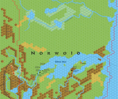 Norwold, 24 miles per hex, realigned to Brun hex grid (1987)