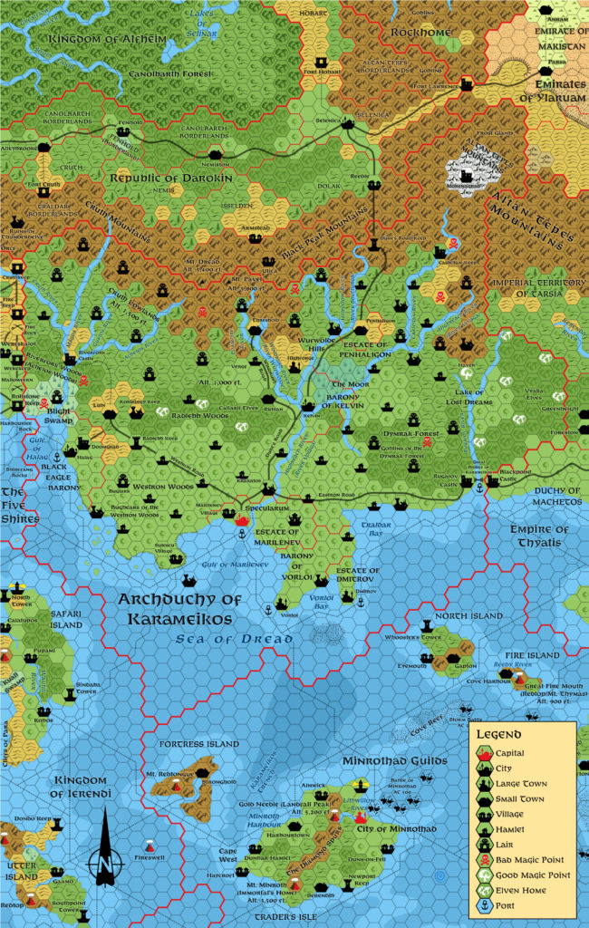 Replica of James Mishler’s Archduchy of Karameikos, 8 miles per hex map