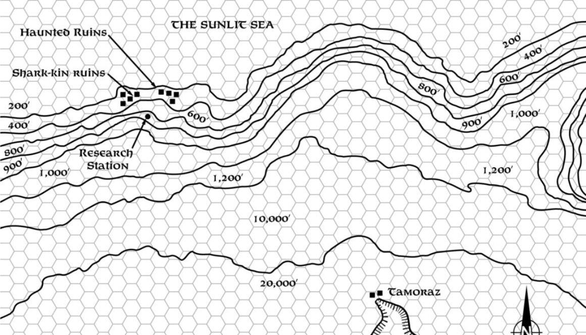 Replica of PC3’s map of The Terraces, 4 miles per hex