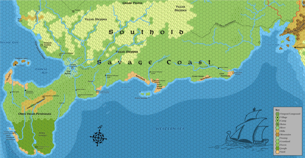 The Savage Coast, 24 miles per hex (1987)