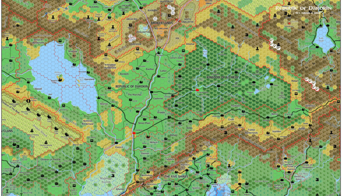 The Kingdom of Alfheim & the Republic of Darokin, 8 miles per hex by Jose Ignacio Ramos Lomelin, November 2015