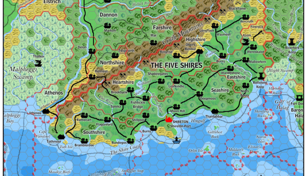 The Five Shires, 8 miles per hex by Jose Ignacio Ramos Lomelin, November 2015