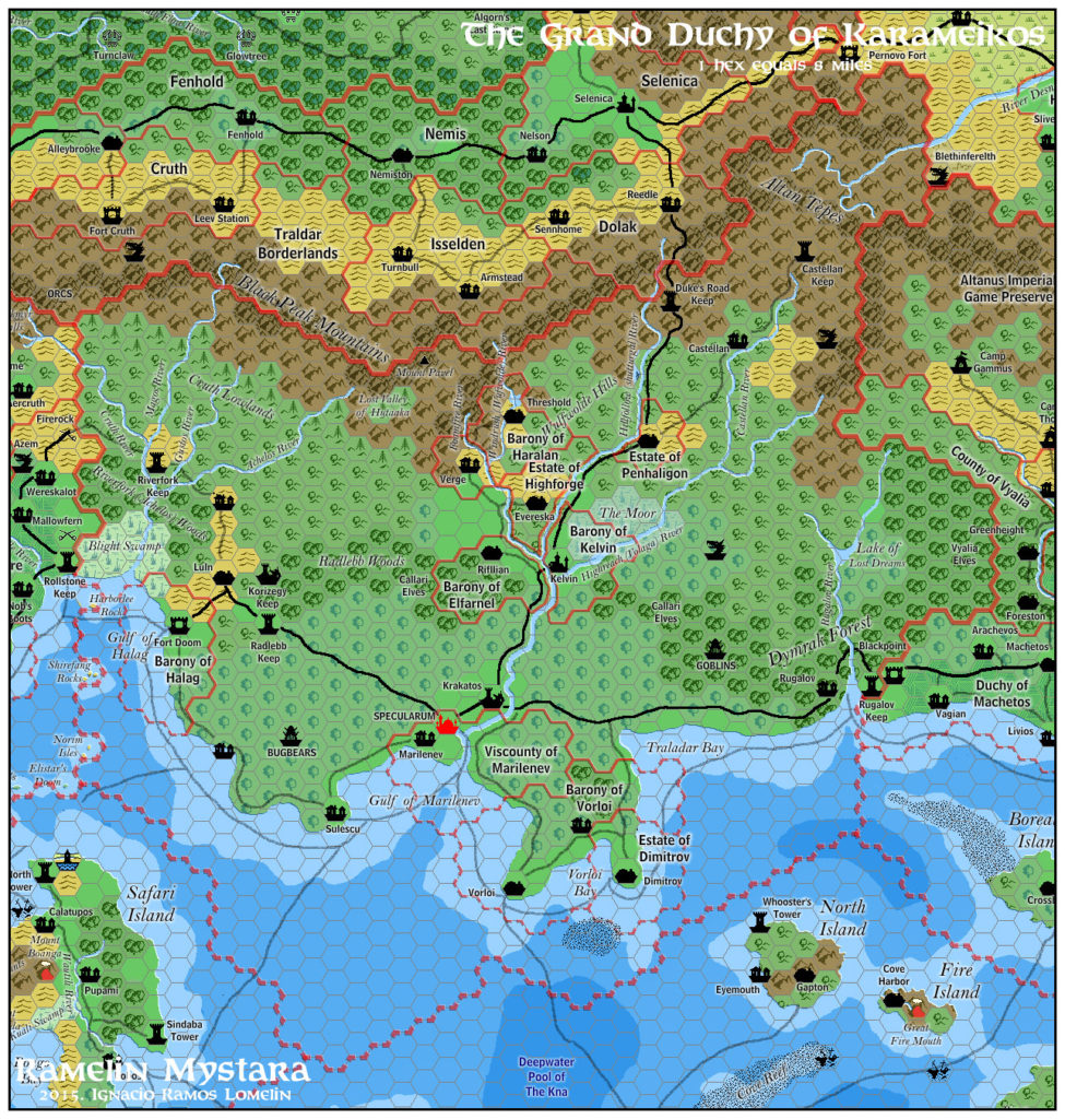 The Grand Duchy of Karameikos, 8 miles per hex by Jose Ignacio Ramos ...