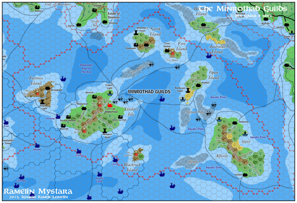 The Minrothad Guilds, 8 miles per hex by Jose Ignacio Ramos Lomelin, November 2015