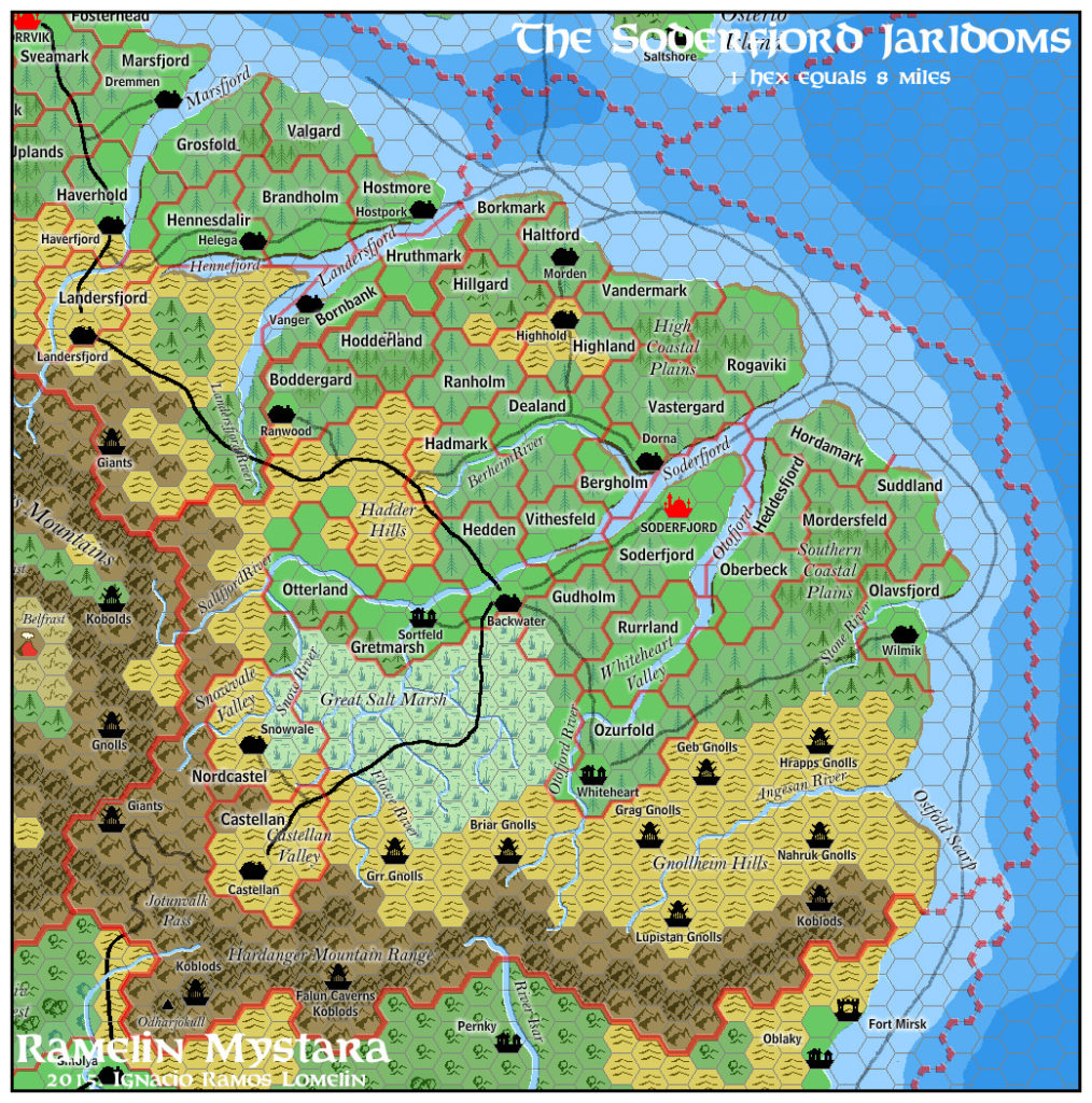 The Soderfjord Jarldoms, 8 miles per hex by Jose Ignacio Ramos Lomelin ...