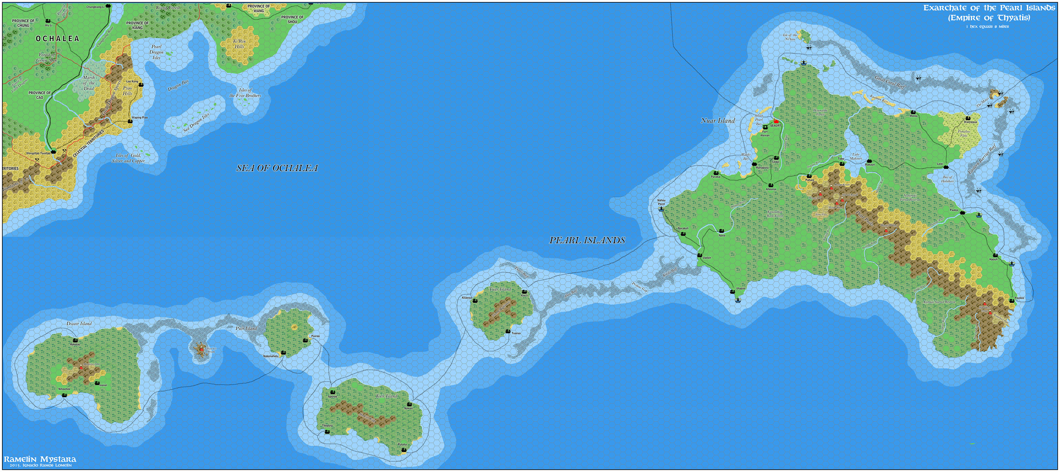 The Exarchate of the Pearl Islands, 8 miles per hex by Jose Ignacio Ramos Lomelin, November 2015 (Version 1)