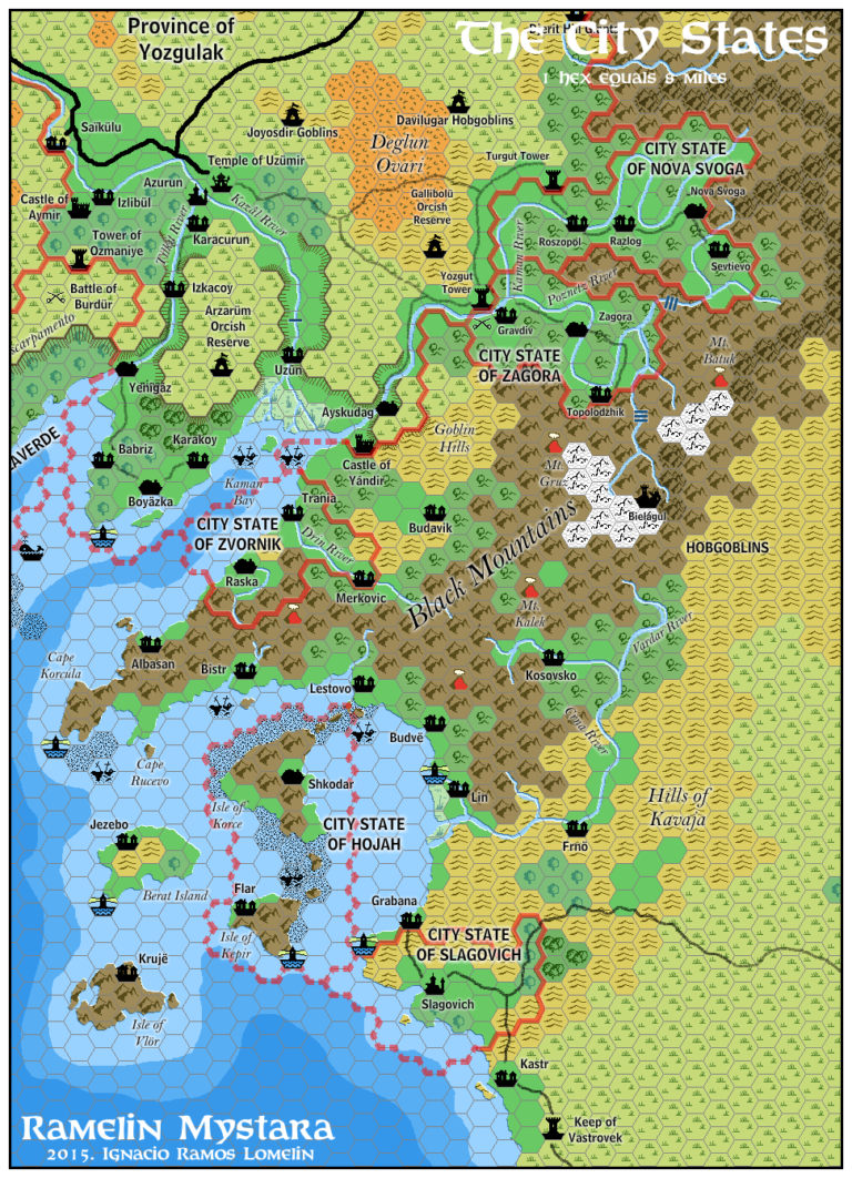 Ramelin’s City States, 8 miles per hex | Atlas of Mystara