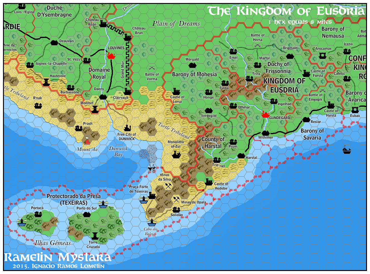The Kingdom of Eusdria, 8 miles per hex by Jose Ignacio Ramos Lomelin, November 2015