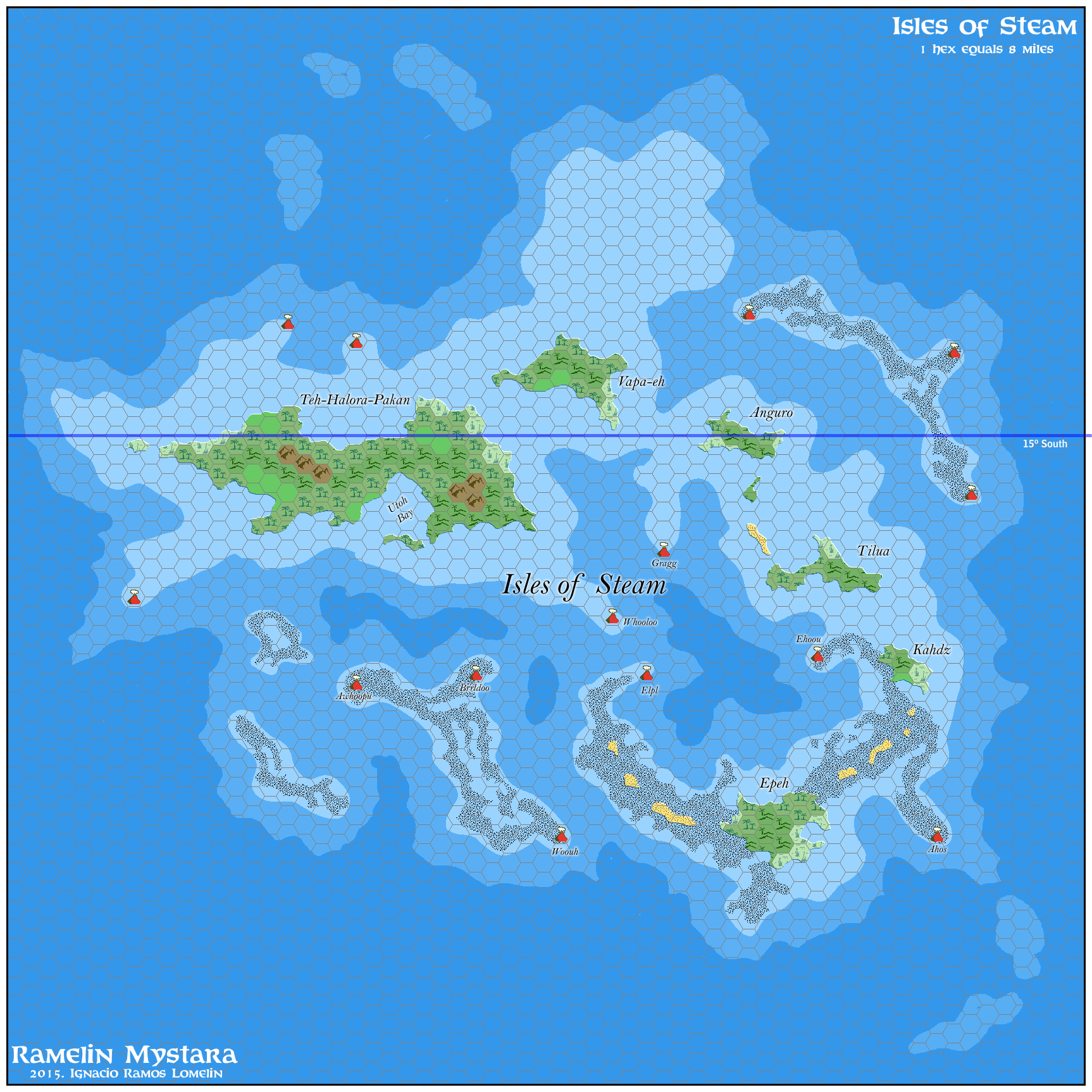 Isles of Steam, 8 miles per hex by Jose Ignacio Ramos Lomelin, November 2015