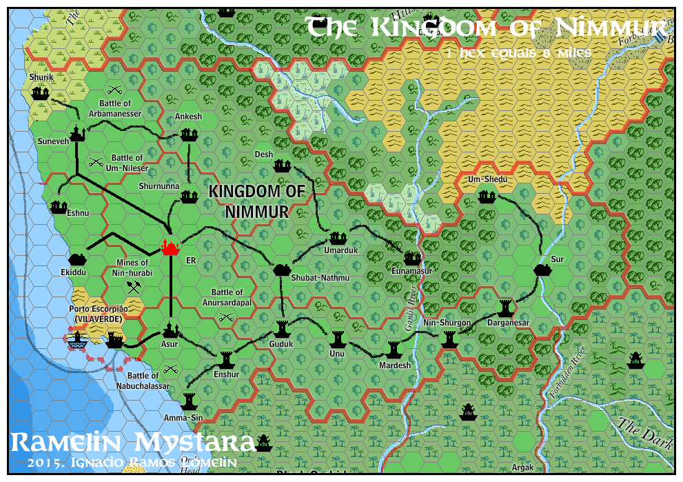 The Kingdom of Nimmur, 8 miles per hex by Jose Ignacio Ramos Lomelin, November 2015