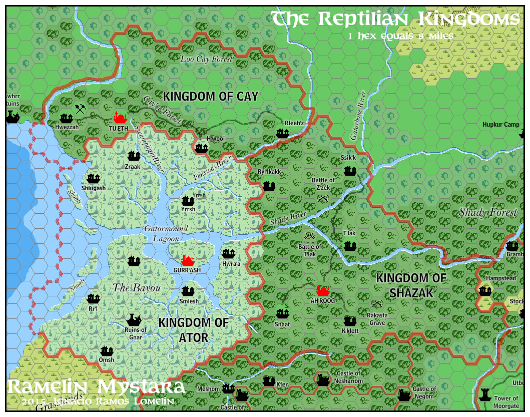 The Reptilian Kingdoms, 8 miles per hex by Jose Ignacio Ramos Lomelin, November 2015