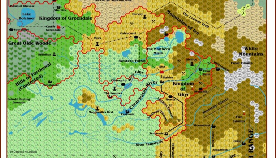 The Kingdom of Ghyr, 8 miles per hex by JTR, September 2006