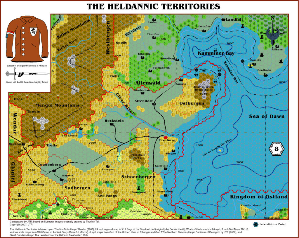 The Heldannic Territories, 8 miles per hex by JTR, May 2007