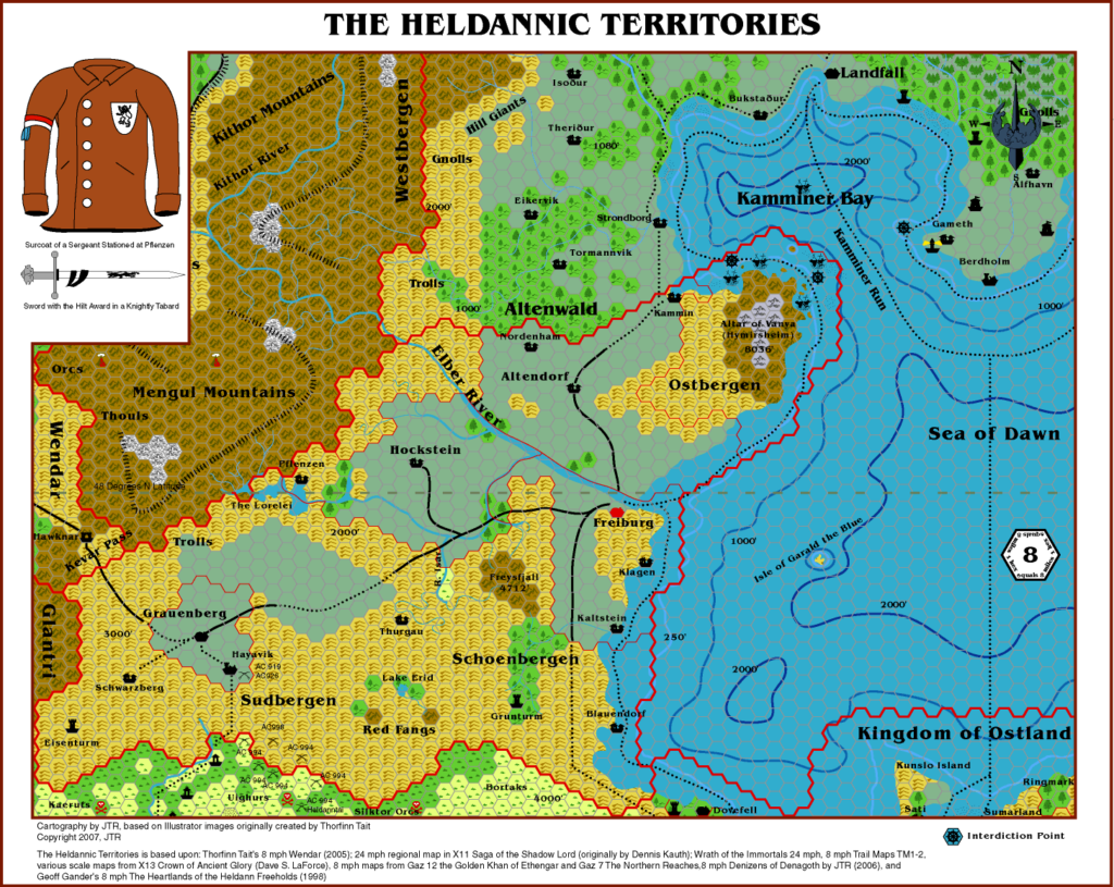 The Heldannic Territories, 8 miles per hex by JTR, May 2007