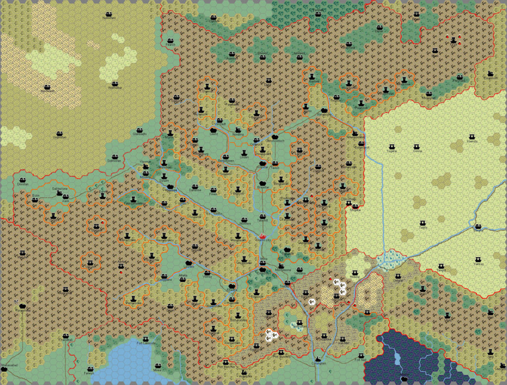 Glantri 1012 AC, 8 miles per hex v1 by Francesco Defferrari, April 2003