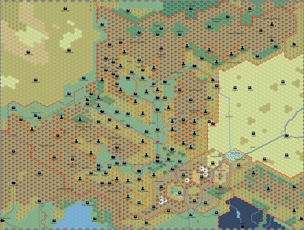 Glantri 1012 AC, 8 miles per hex v2 by Francesco Defferrari, October 2006