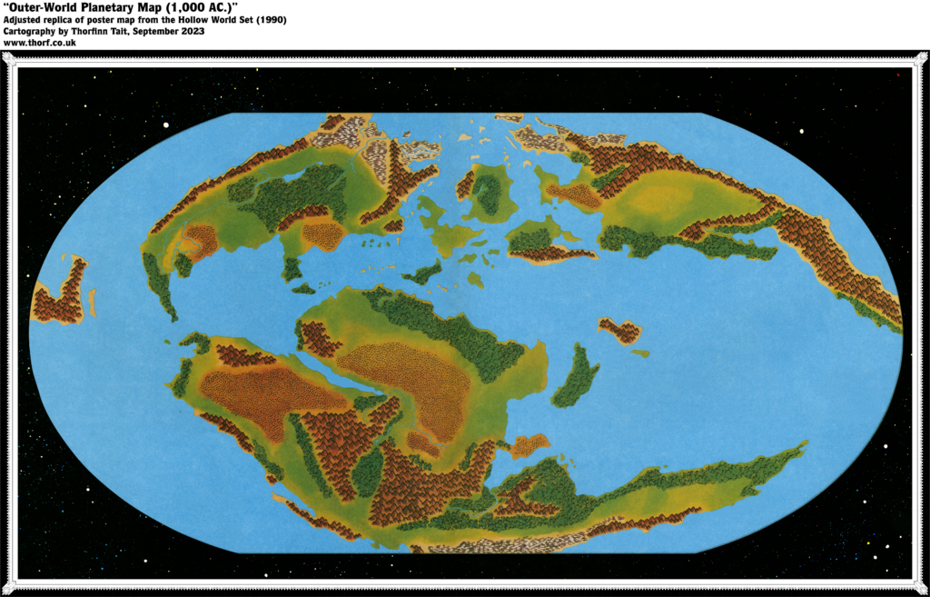 Blank Adjusted Replica Map of the Hollow World Set Outer World Planetary Map, September 2023