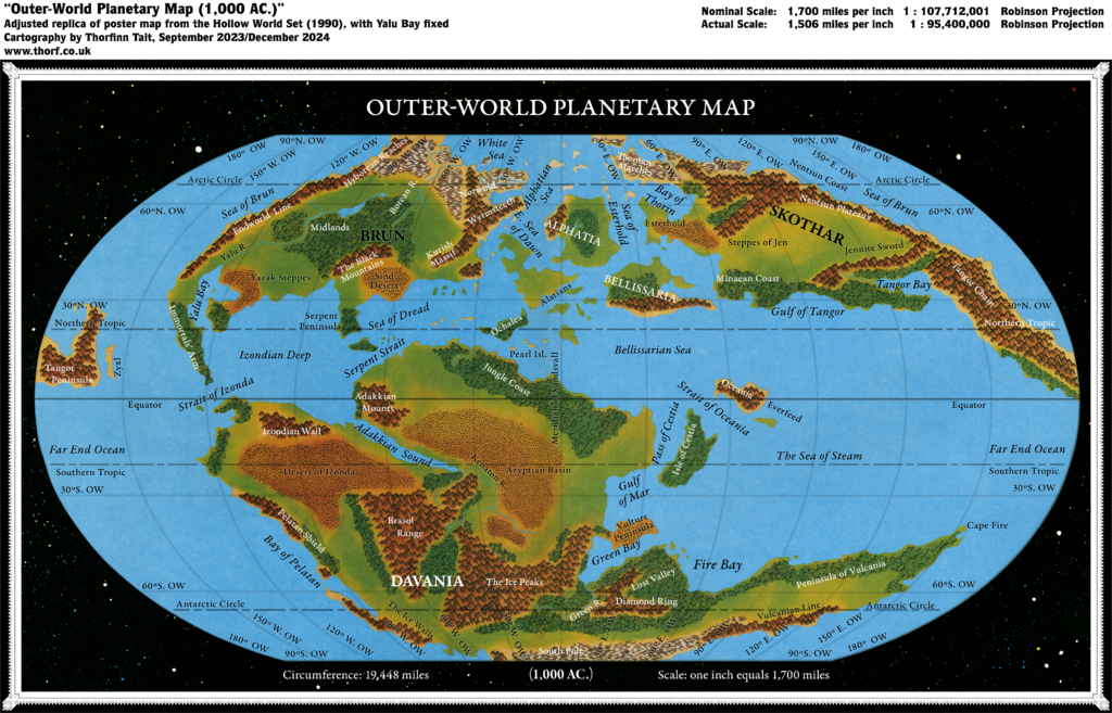 Adjusted Replica Map of the Hollow World Set Outer World Planetary Map with Yalu Bay fixed, December 2024