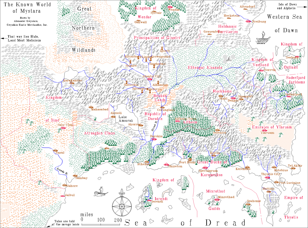 The Known World of Mystara by Aleksei Andrievski, October 1997