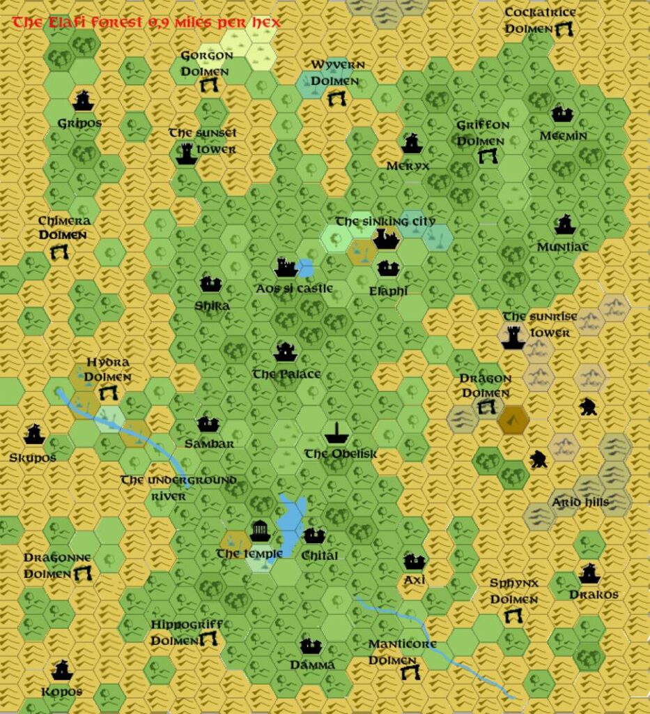 The Elafi Forest, 0.9 miles per hex by Francesco Defferrari, April 2011