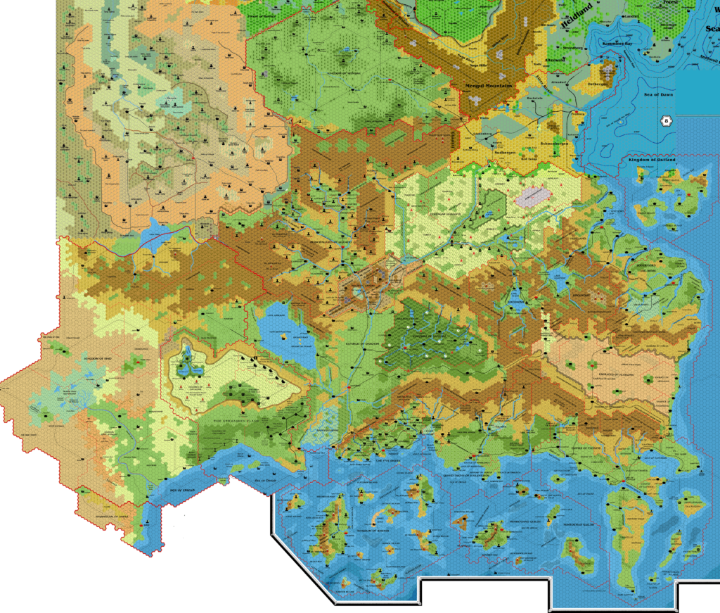 The Known World, 8 miles per hex by Francesco Defferrari, March 2013