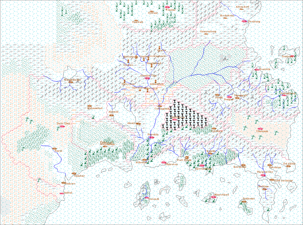 The Known World 1010 AC, 24 miles per hex by Aleksei Andrievski, February 1998