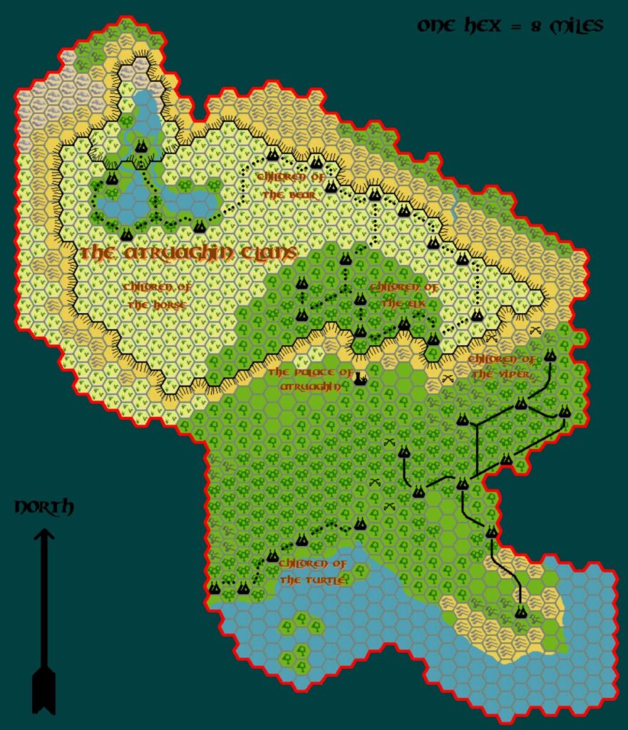 The Atruaghin Clans, 8 miles per hex by Tim Roberts, c. July 2001