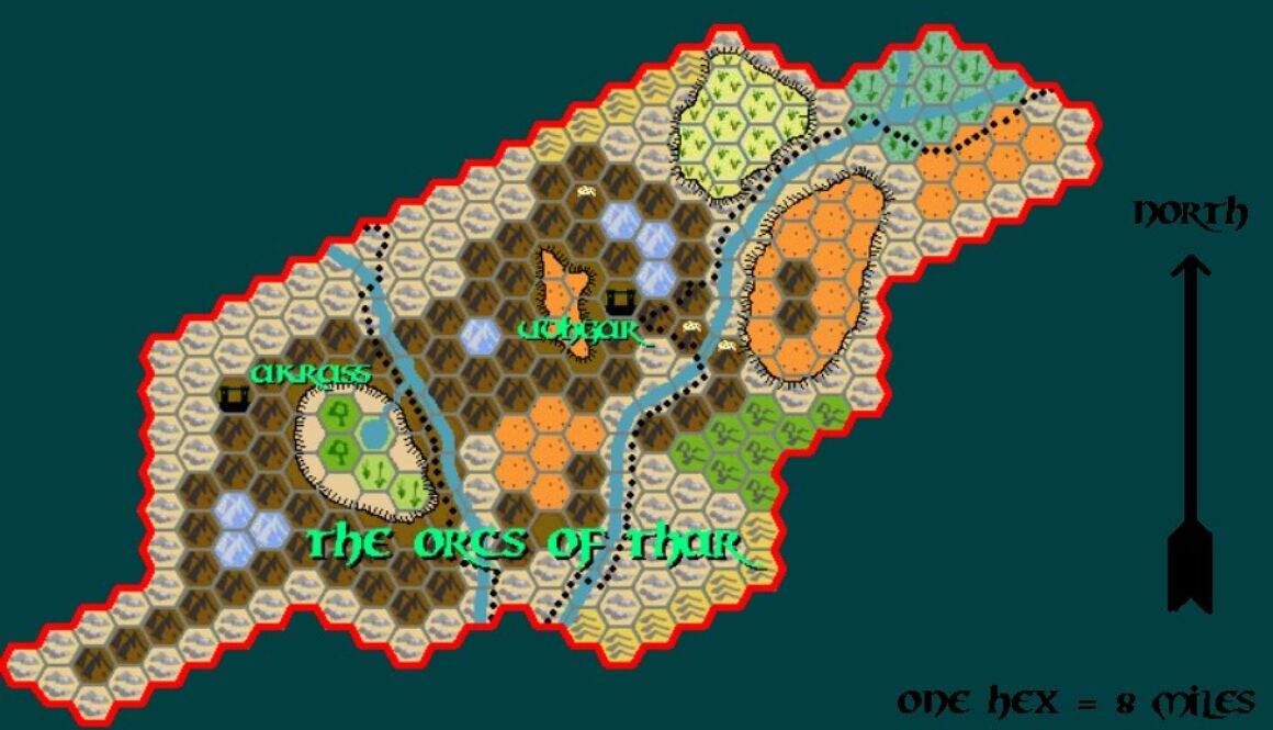 The Broken Lands, 8 miles per hex by Tim Roberts, c. July 2001