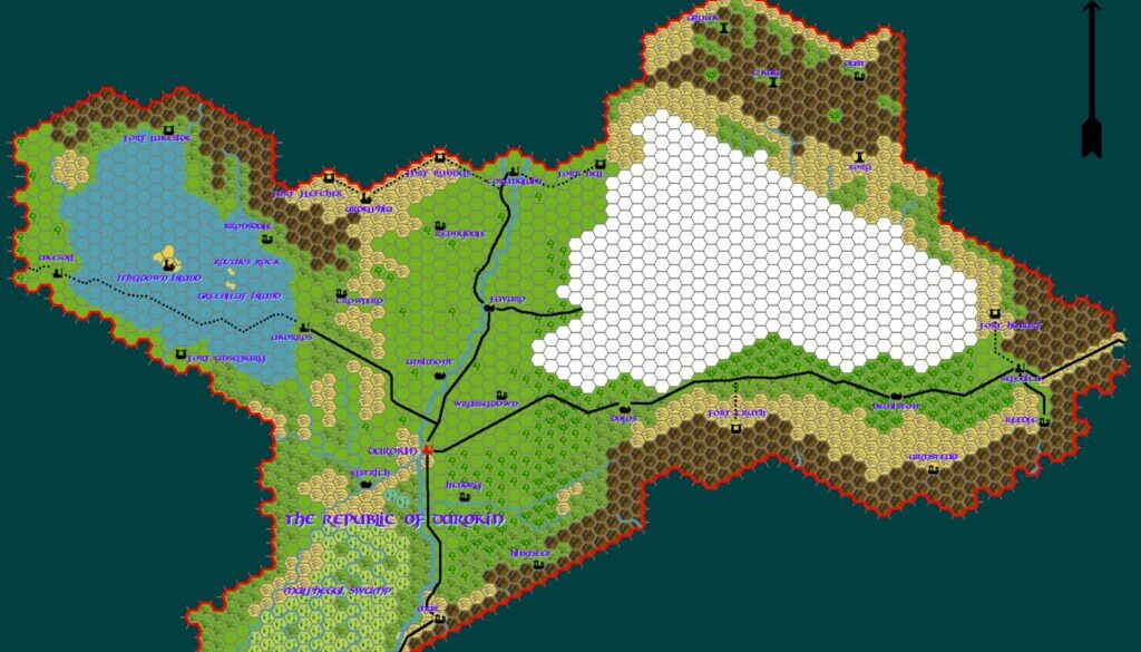 The Republic of Darokin, 8 miles per hex by Tim Roberts, c. July 2001